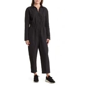Z by Zella Womens Black Long Sleeve Utility Jumpsuit Full Zip Athletic Size L